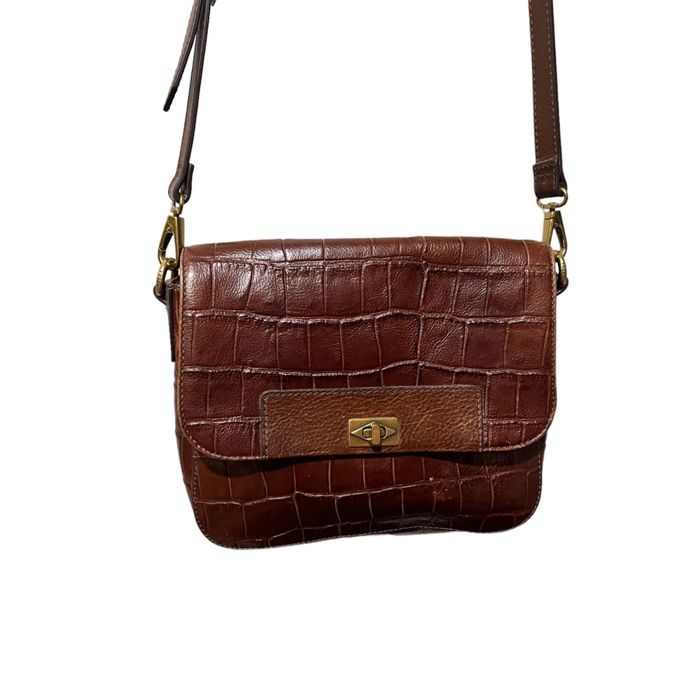 Fossil Amanda Crocodile Embossed Leather Crossbody Bag